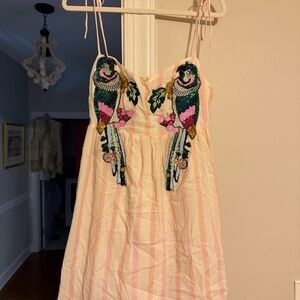 Judith March PARROT PARADISE STRIPED DRESS